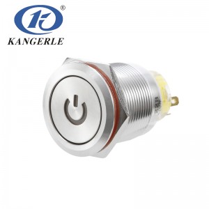 22B Momentary metal push button switch 22mm flat head with power LED