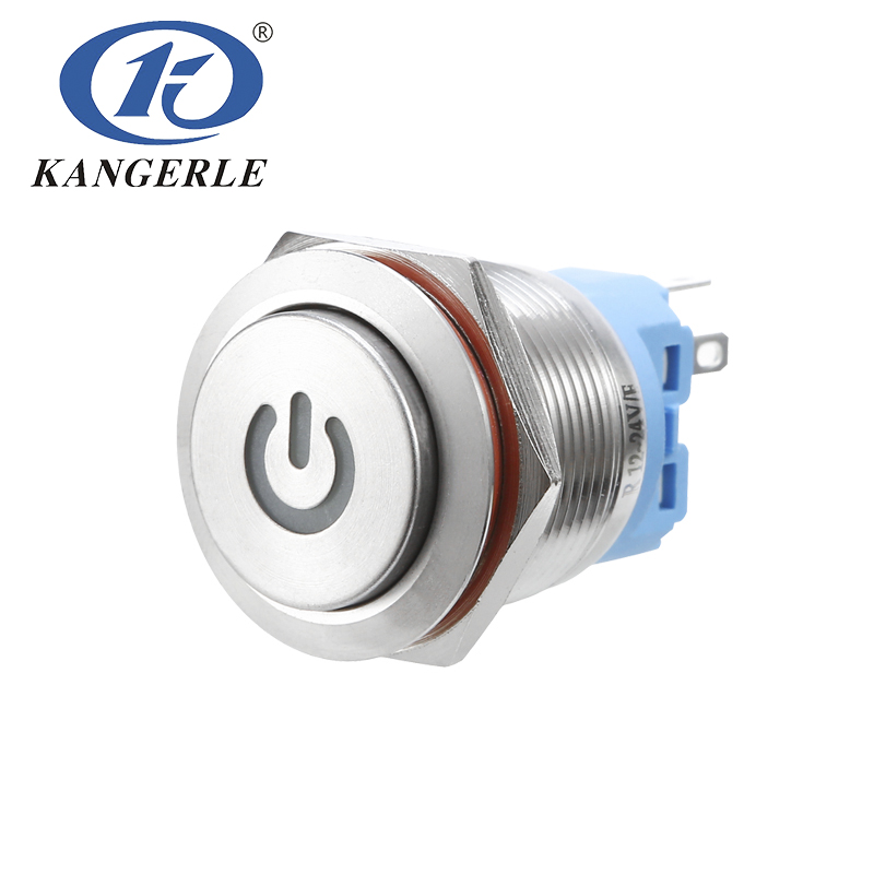 22C Momentary metal push button switch 22mm  high head with power LED