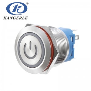 22C Momentary metal push button switch 22mm flat head with power circle LED