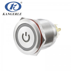 25B Momentary metal push button switch 25mm flat head with power circle LED