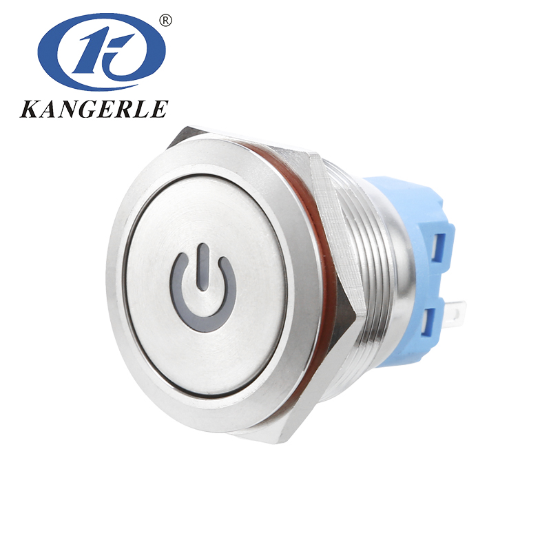 25C Momentary metal push button switch 25mm flat head with power LED