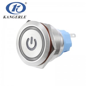 25C Momentary metal push button switch 25mm flat head with power circle LED