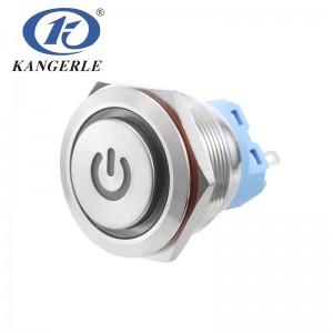 25C Momentary metal push button switch 25mm high head with power circle LED
