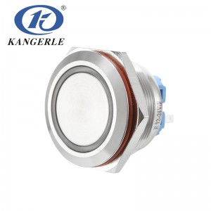 30C Momentary metal push button switch 30mm flat head with circle LED