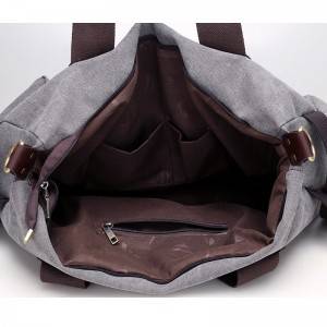 Women Striped Shopping Shoulder Handbag Multifunctional Casual Canvas Bag Tote