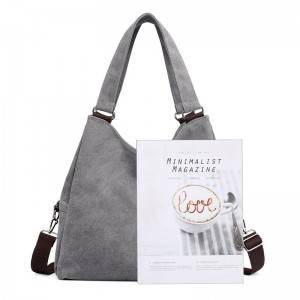 Large fashion leather canvas tote crossbody bag women