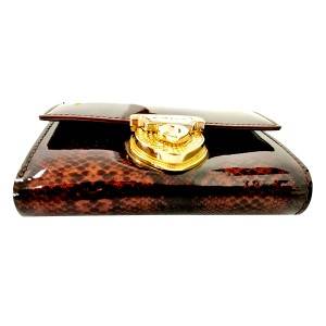 Brown Luxury short leather snake tattoo  wallet money clip