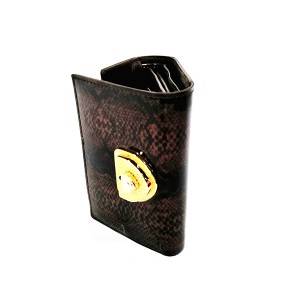 Brown Luxury short leather snake tattoo  wallet money clip