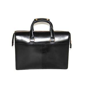 Leather men’s bag men’s handbag business bag 15 inch computer bag briefcase double main bag black
