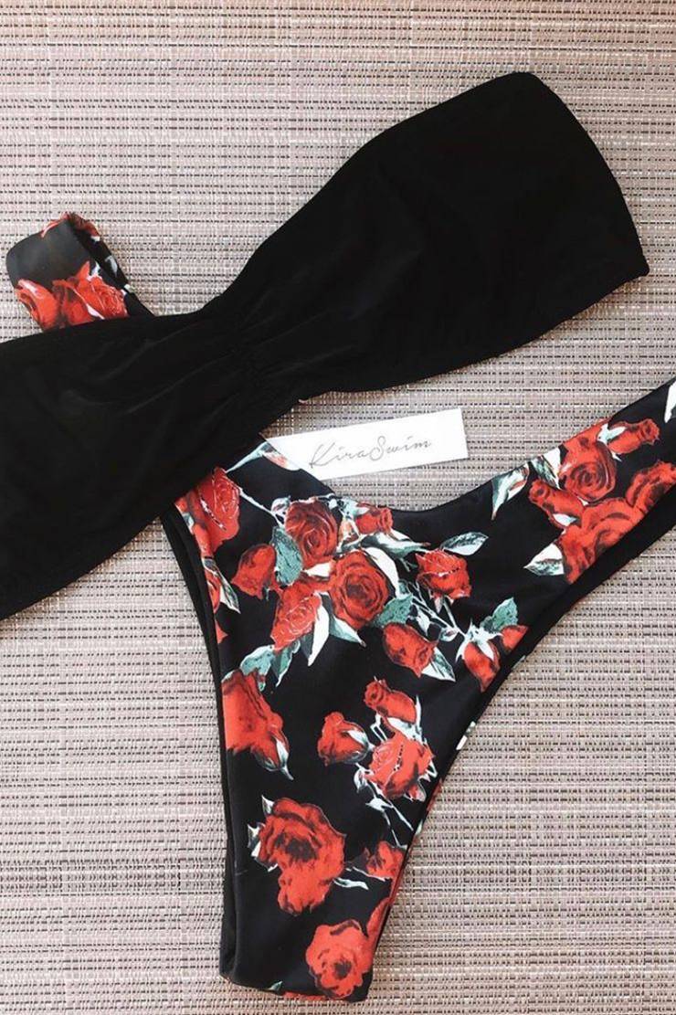 Missadola Fashion chest wrap One-line swimsuit 2649