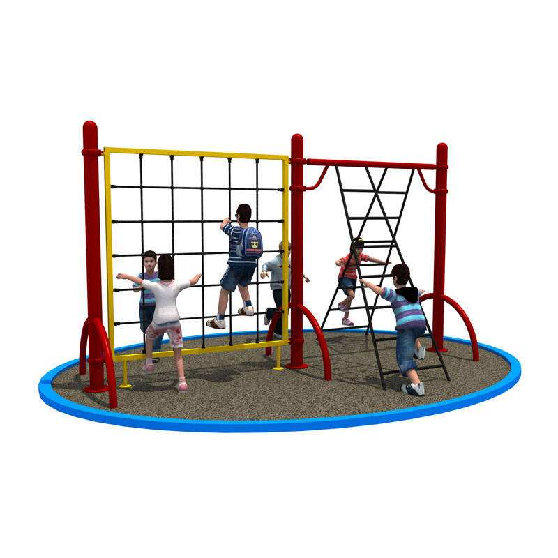 kids fitness climbing equipment outdoor playground with slides and playhouse Featured Image