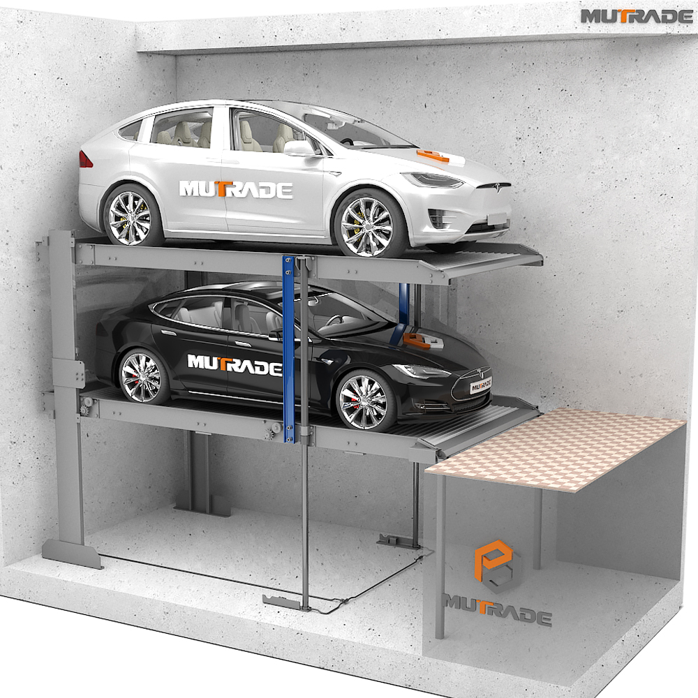 Sistema de estacionamento subterrâneo independente para 2 carros com poço Imagem em destaque