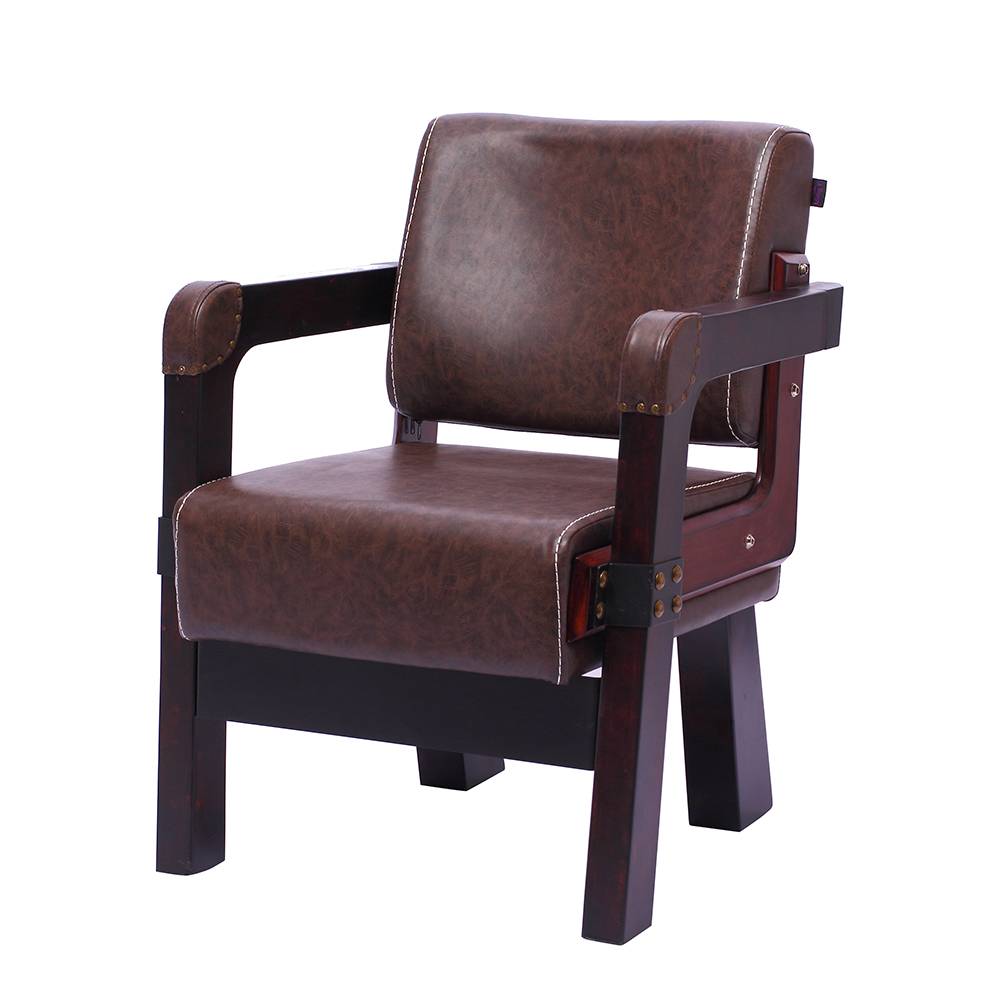 china style wooden leather public waiting salon furniture chair