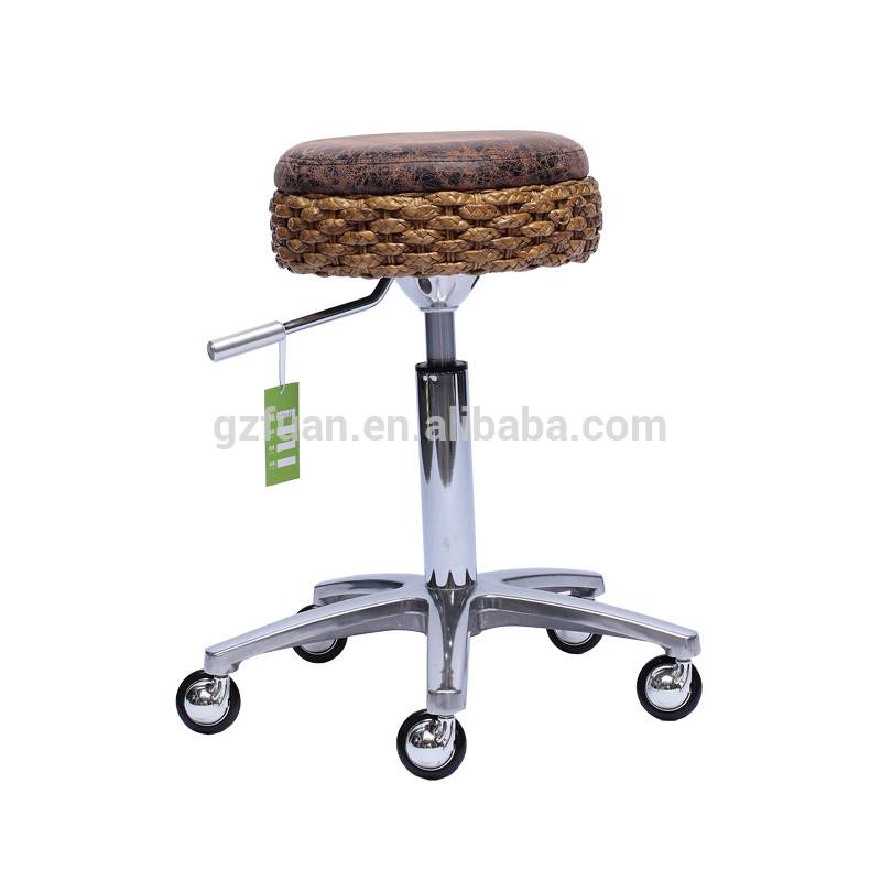 Cheap Vine decoration synthetic leather five wheel commercial bar stools salon master chair
