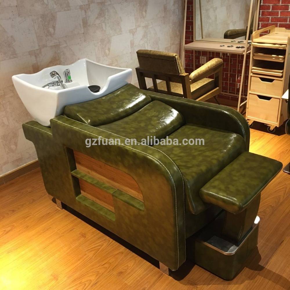 OEM Customized Four Wheel Flat Trolley - salon equipment and furniture synthetic leather solid wood base shampoo bed and bowl shampoo chair – MingYi