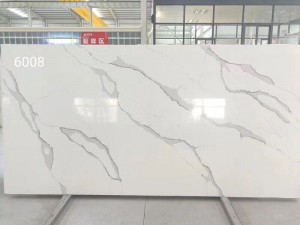Customized countertop white calacatta quartz slab