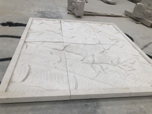 Champagne beige limestone carving wall