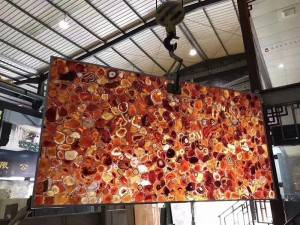 red agate stone backlit wall panel