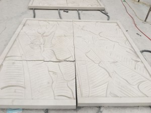 Champagne beige limestone carving wall