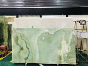 Transculent green onyx slab