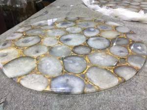 white agate stone dining table top