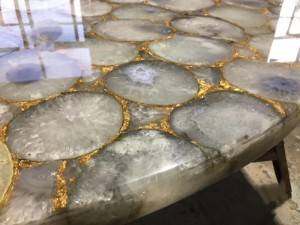 white agate stone dining table top