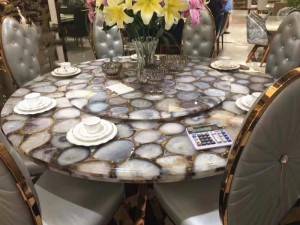 Rapid Delivery for Black Agate Stone -
 white agate stone dining table top – Union