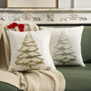 18″x18″Gold and silver towel embroidered gold embossed Christmas tree pillowcase/Pillow Series-HS21683