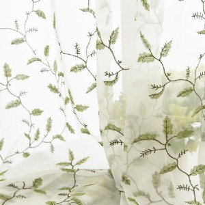 2022 green leaf embroidered gauze curtain curtain series for living room, bedroom and balcony/Curtain Series-sheer-HS11940