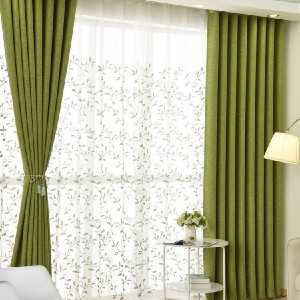 2022 green leaf embroidered gauze curtain curtain series for living room, bedroom and balcony/Curtain Series-sheer-HS11940