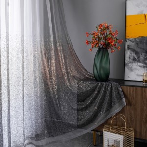 Bright bead embroidery gauze curtain grey gauze curtain transparent/gauze series-240313