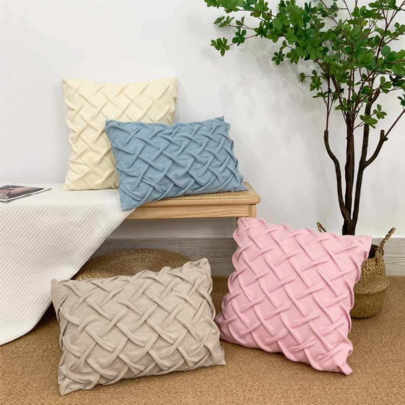 Pure color cotton linen wrinkled pillow case office pillow/cushion series-230712 Featured Image