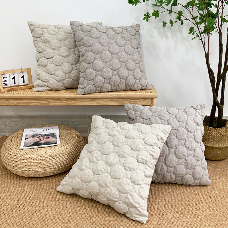 Pure color simple wash cotton quilted ring pillow case/cushion series-230708 Featured Image