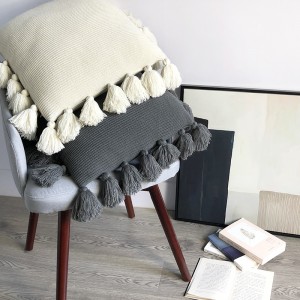 Knitted fringe cushion cover throw pillow/Cushion Series -240201