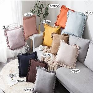 18″*18″ plain plate peach skin fleece and flounce side design cushion cover/pillow cover/Pillow Series-HS21432