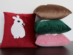 velvet embroidered flower cushion, pillow/Pillow Series-HS21497