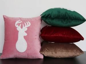 velvet embroidered flower cushion, pillow/Pillow Series-HS21497