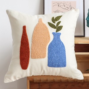 18 “×18″ cotton canvas embroidered cushion cover for pillow pillow living room/embroidery pillow-HS21520