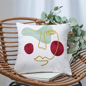 New 18″*18″  Face embroidery pillow case with towel embroidery chain embroidery pillow case/embroidery pillow-HS21524
