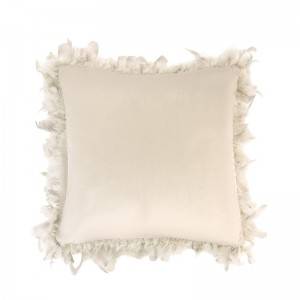 Popular velvet pillowcase with large feather in solid color, home pillow cushion-Pillow Series-HS21563