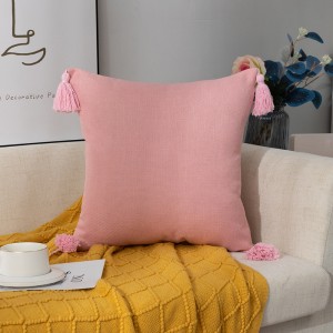 Imitation linen solid color cushion cover tassels design/cushion series-HS21741