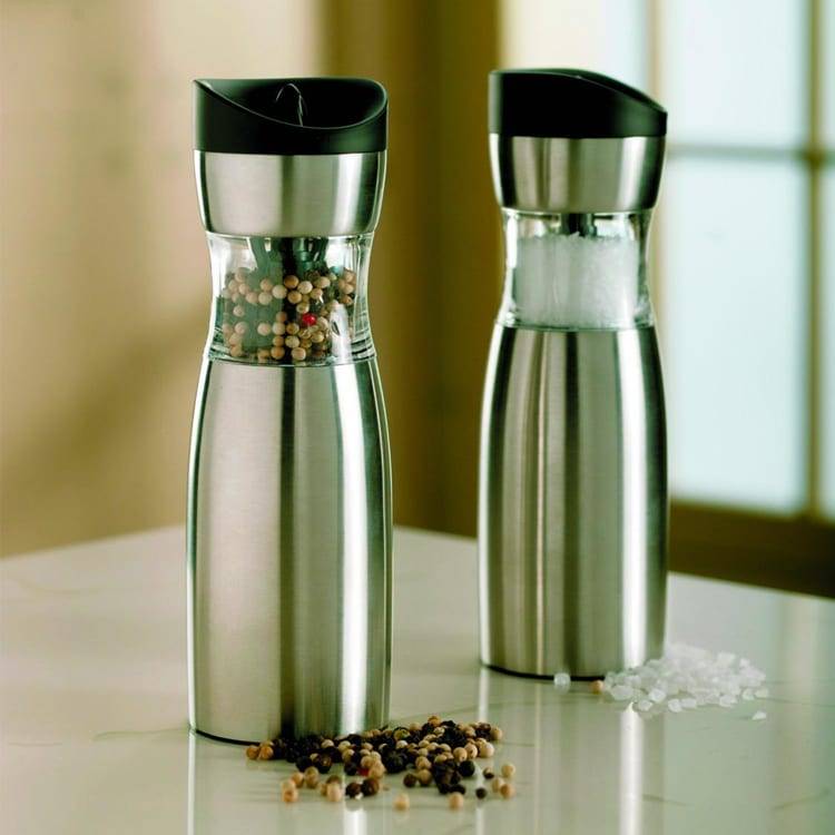 Nickel Plated Steel Strip Wooden Salt And Pepper Mill Set -
 Colorful electric pepper mill Gravity Pepper Mill – Yisure