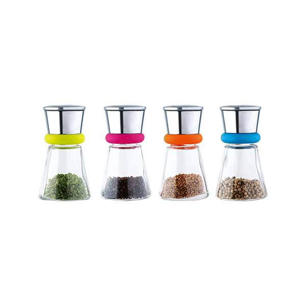 Manual glass salt & pepper mill 9607, mini glass salt and pepper shaker