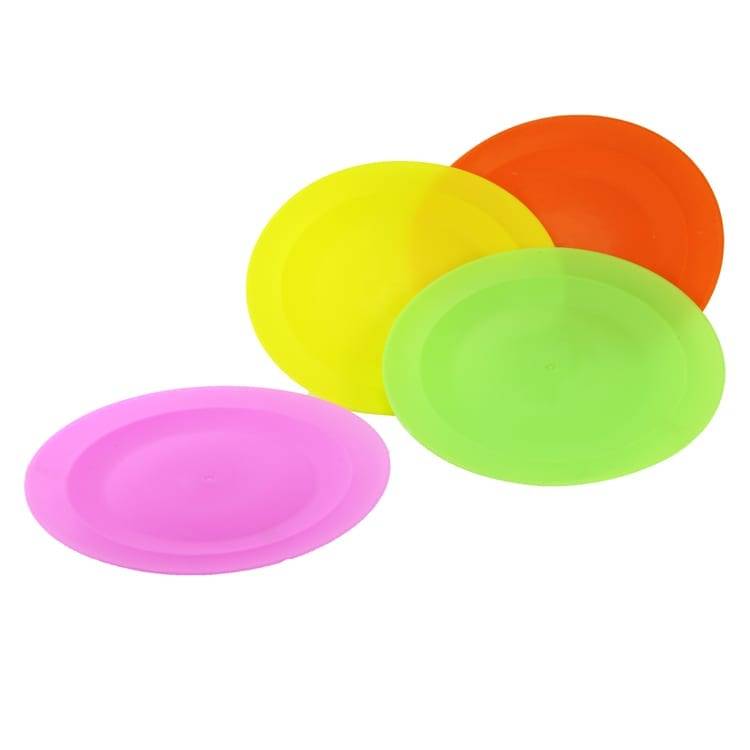 eco-friendly plastic cheap round plates 4pcs Plastic 4 color plate