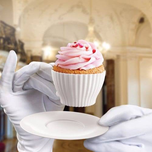 Afternoon Tea Cupcakes Cake Tools Sets 8pcs Silicone Silicone Mould Bake & Serve (4 Moulds+ 4 Saucers)