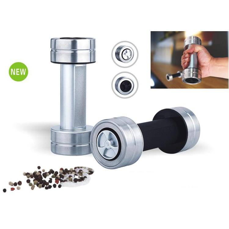 Stainless steel Barbell shape  with Double use  grinder