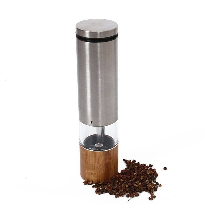 Anodized Aluminum Coil Milk Frother Battery -
 Stainless Steel Bamboo One Handed Salt & Pepper mill 9528B Electric Salt Mill – Yisure