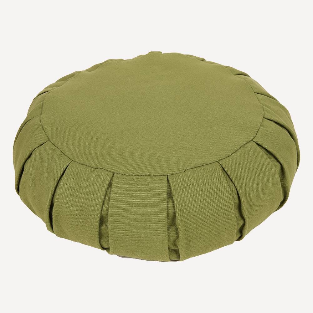 Round Meditation Pillow Filled with Buckwheat hulls with pleated sides Featured Image