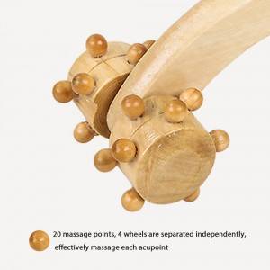 Solid wood massager mahogany hand push waist neck back acupoint yoga massage roller moon car home massage stick
