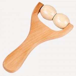 Solid wood massager hand push waist and neck acupoint yoga massage home massage stick Huali small 2 rounds by nose